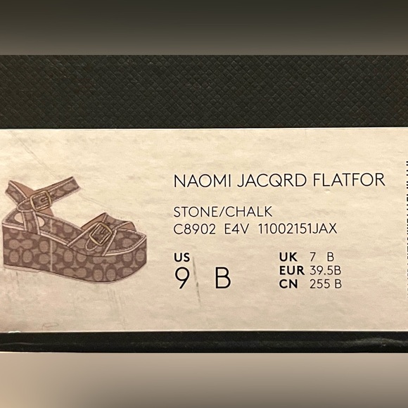 COACH Naomi Jacqrd Flatfor size 9B platform shoe in stone/chalk - Picture 4 of 11
